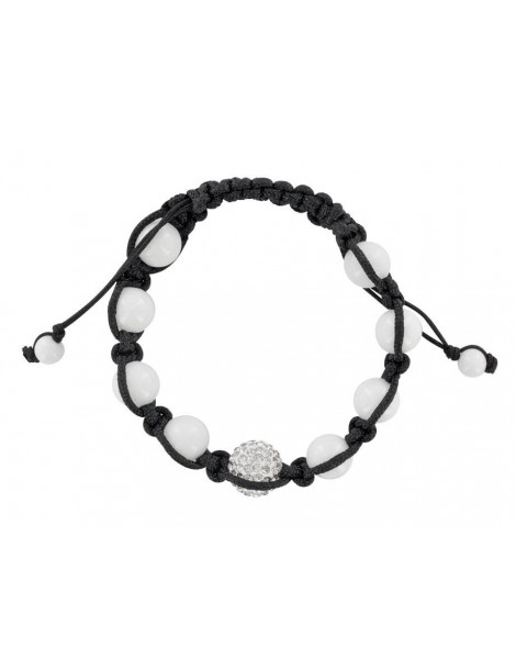 Black cord shamballa bracelet, crystal ball and white agate 888394 Laval 1878 9,90 €