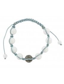 Gray shamballa cord bracelet, crystal ball and white jade balls 888398 Laval 1878 9,90 €