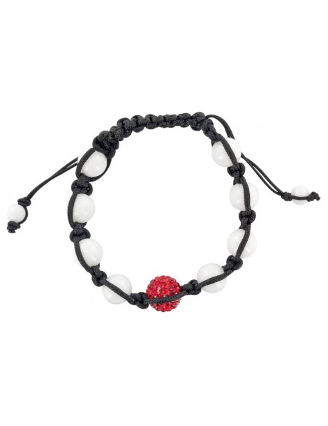 Black shamballa bracelet, red crystal ball and white jade 888396 Laval 1878 9,90 €