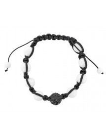 Black shamballa bracelet, black crystal ball and white jade 888397 Laval 1878 9,90 €