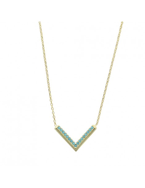 Necklace mini-chevron - gilded silver and synthetic stones