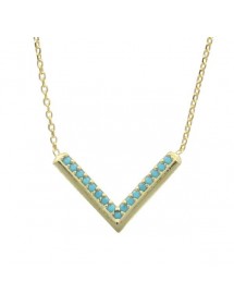 Necklace mini-chevron - gilded silver and synthetic stones 317433D Laval 1878 39,90 €