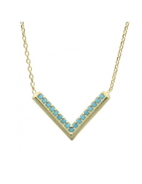 Necklace mini-chevron - gilded silver and synthetic stones