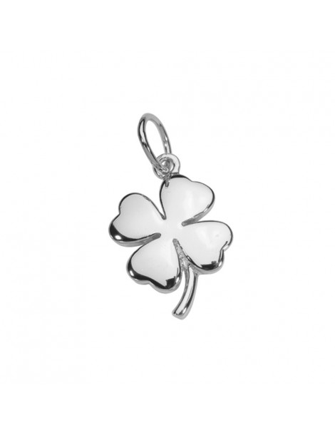 Rhodium-plated pendant in the form of clover