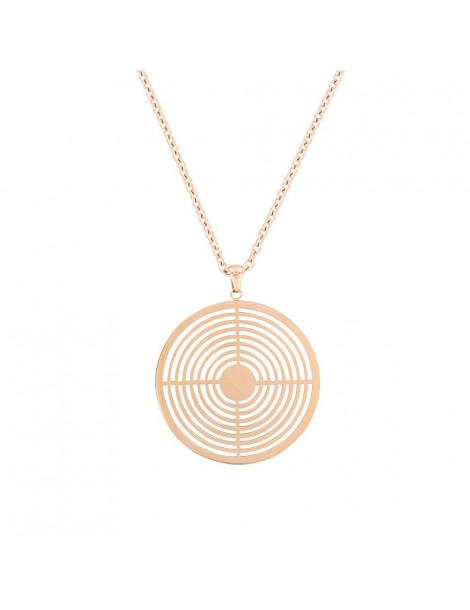 Pink steel target shaped necklace