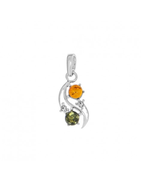 Openwork pendant with rhodium silver frame and amber round stones 3160844RH Nature d'Ambre 29,00 €