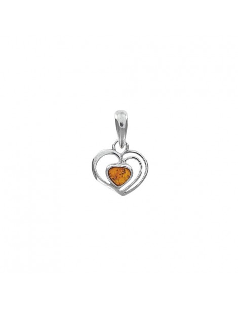 Durchbrochener Herz Anhänger in Bernstein und Rhodium Silber 31610200RH Nature d'Ambre 22,00 €