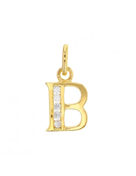 Pendentif initiale en plaqué or et oxydes de zirconium - Lettre B