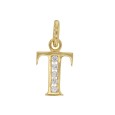 Initial pendant in gold plated and zirconium oxides - Letter T