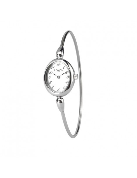 Women's round-arm watch with silver oval dial