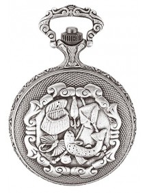 LAVAL pocket watch, palladium with lid and fisherman motif