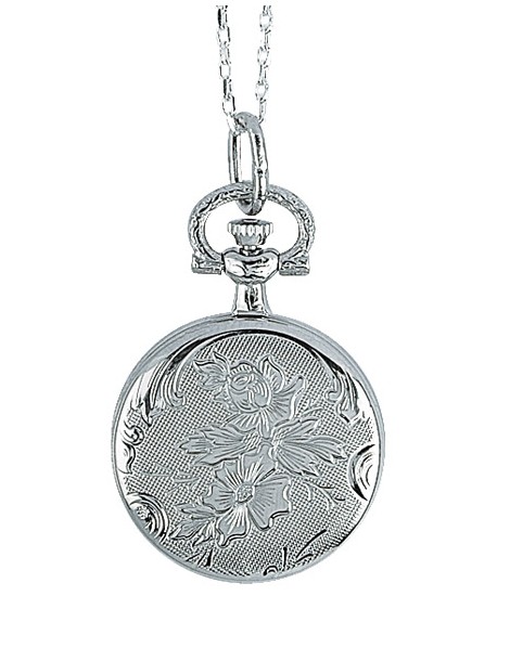 Montre pendentif pour femme motif fleur avec chaîne