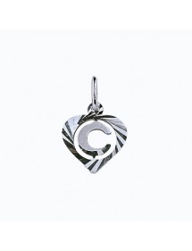 Sterling silver pendant encircled by a chiseled heart - initial C 886902 Laval 1878 9,90 €