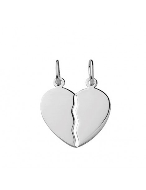 Solid heart shaped separable pendant in sterling silver