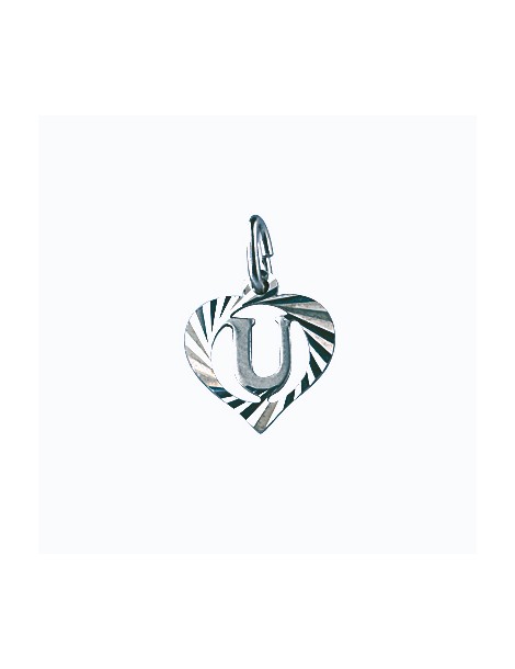 Sterling silver pendant encircled by a chiseled heart - initial U 886919 Laval 1878 9,90 €