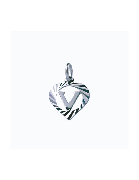 Colgante de plata esterlina rodeado por un corazón cincelado - inicial V 886920 Laval 1878 9,90 €