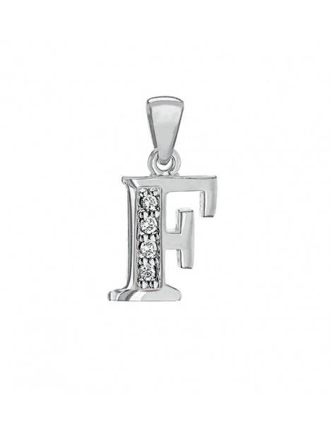 Pendentif en argent rhodié et oxydes de zirconium - Lettre F