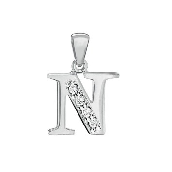 Pendant in rhodium silver and zirconium oxides - Letter N 31610349N Laval 1878 24,00 €