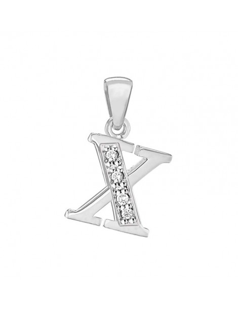 Pendentif en argent rhodié et oxydes de zirconium - Lettre X