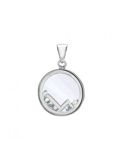 Pendentif lettre dans un rond avec des oxydes de zirconium - Lettre L