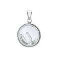 Letter pendant in a round with zirconium oxides - Letter U