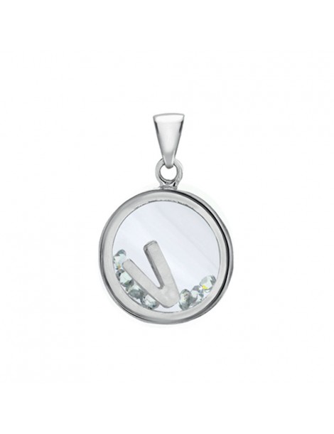 Pendentif lettre dans un rond avec des oxydes de zirconium - Lettre V 31610350V Laval 1878 36,00 €