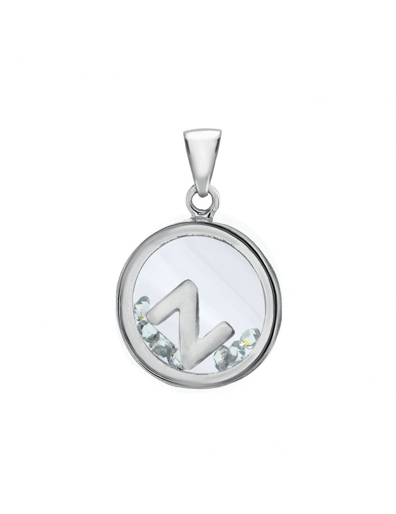 Pendentif lettre dans un rond avec des oxydes de zirconium - Lettre Z