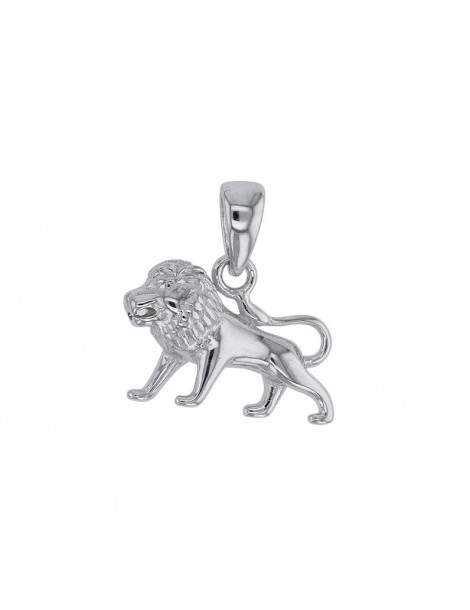 Pendentif signe du Zodiaque Lion en argent rhodié