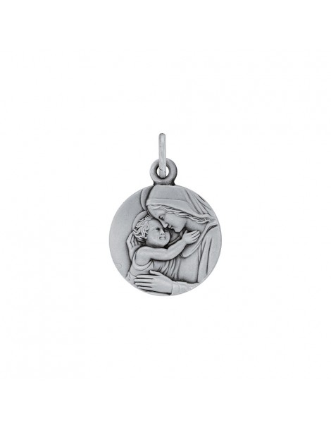 Round Medal "Virgin and Child" rhodium silver