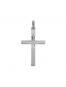 Solid silver pendant cross chiseled shape sun in the center 316482 Laval 1878 24,00 €