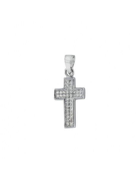 Cross pendant in zirconium oxides on rhodium silver 31610358 Laval 1878 29,90 €