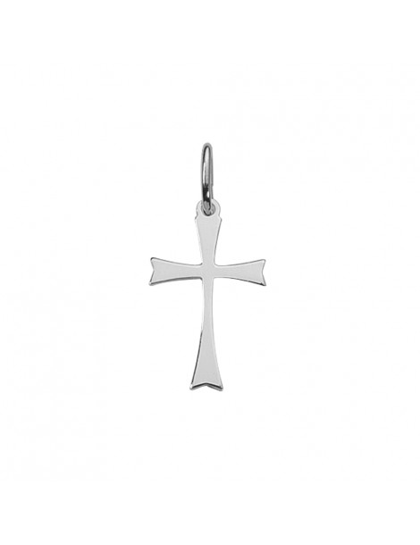 Pendentif croix bout évasé en argent massif