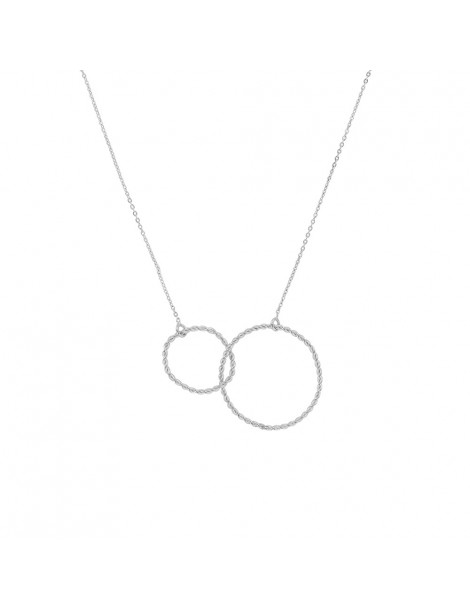 Necklace with two circles mixed in rhodium silver 31710195 Laval 1878 52,00 €