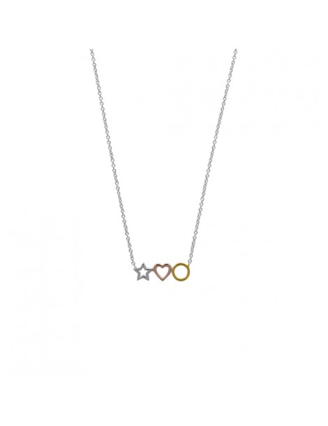 Collier étoile en argent rhodié, cœur doré rose et cercle doré 317519 Laval 1878 33,50 €