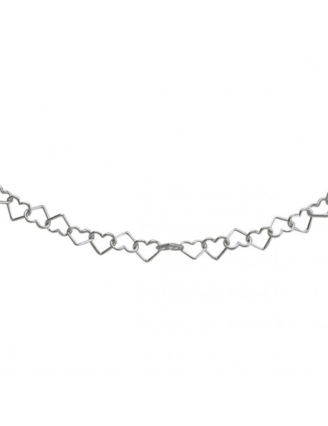 Collier formé de cœurs en argent massif - Diamètre 5 mm