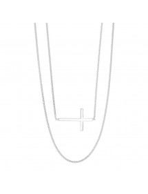Double necklace with a rhodium silver cross 31710432 Laval 1878 86,90 €