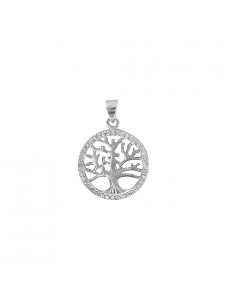 Pendentif "arbre de vie" ajouré en argent rhodié et oxydes