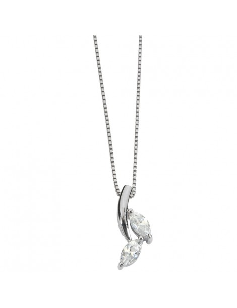 Pendant necklace in rhodium silver with 2 almond oxide stones 3170859 Laval 1878 39,90 €