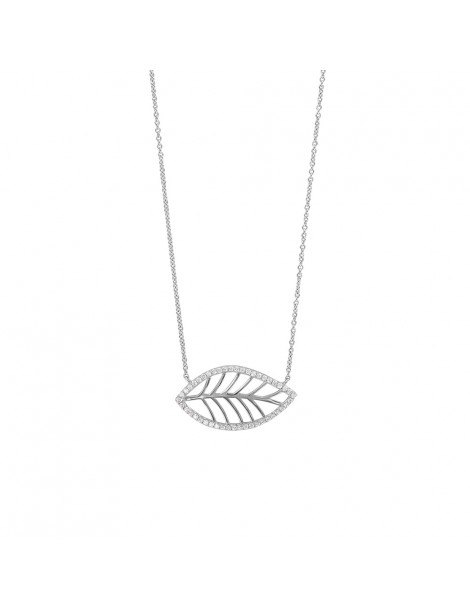 Collier "Feuille graphique" en argent rhodié et oxydes de zirconium 31710307 Laval 1878 54,00 €