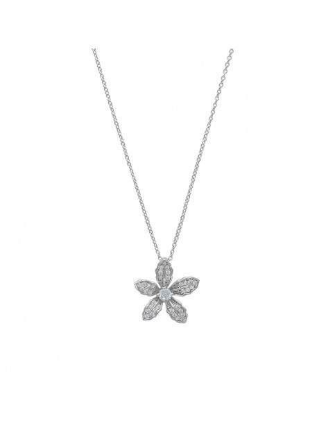 Collier microserti "Fleur" en argent rhodié et oxydes de zirconium