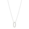 Collier pendentif ovale microserti en argent rhodié et oxydes de zirconium