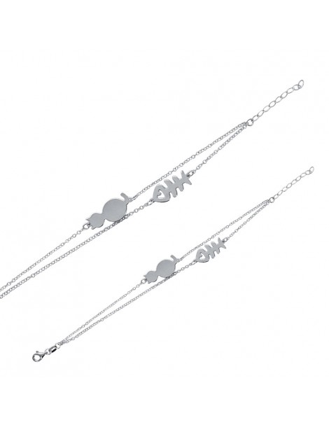 Bracelet double chat et arête de poisson en argent rhodié 31812548 Laval 1878 28,50 €