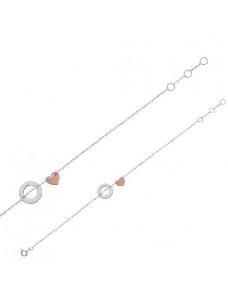 Bracelet cœur doré rose et rond ajouré en argent rhodié 318148 Laval 1878 36,00 €