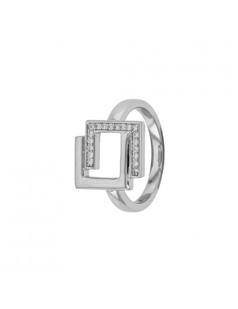 Ring "nested squares" rhodium silver and zirconium oxides
