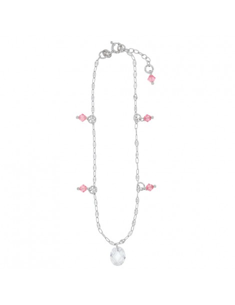 Anklet chain with pink tinted oxides in rhodium silver 311411 Laval 1878 29,90 €