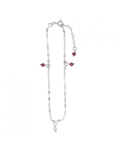 Kette Fußkette mit Fuchsia getönten Oxiden in Rhodium Silber 311413 Laval 1878 29,90 €