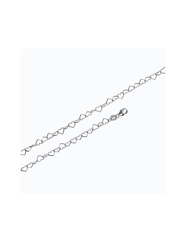 Chain bracelet in the shape of hearts in sterling silver