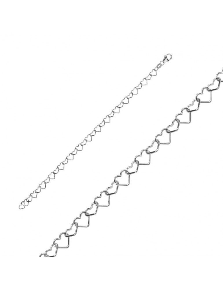 Bracelet chain composed of solid silver hearts