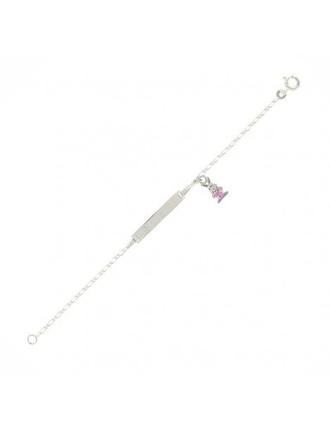 Gourmette identité en argent rhodié lapin rose orné d'oxydes 31812387 Suzette et Benjamin 42,00 €