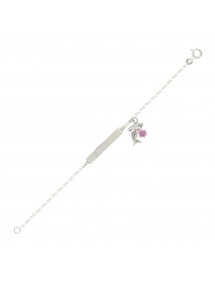 Gourmette identité en argent rhodié dauphin rose orné d'oxydes 31812389 Suzette et Benjamin 42,00 €